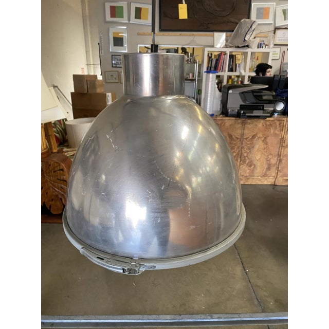 Metal 1970s Large Industrial Aluminum Pendant Light Fixture For Sale - Image 7 of 7