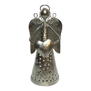1960s 6" Tall Metal Angel Tealight Holder | Christmas Holidays Gift | Christmas Decor | Unique Candle Holder | Decorative Handmade Gifts For Sale