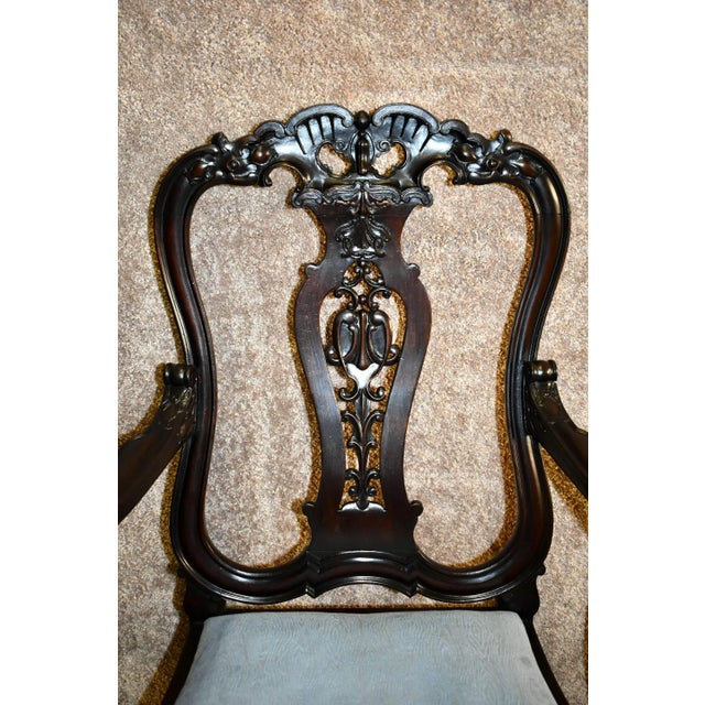 Carved Mahogany Armchair Antique Queen Anne Georgian Shell Motif Accent For Sale - Image 12 of 13