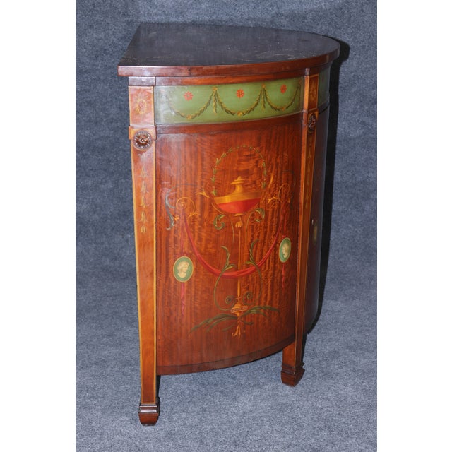 Wood Fine Adams Paint Decorated Satinwood Figural Painted Commode Buffet Server For Sale - Image 7 of 12