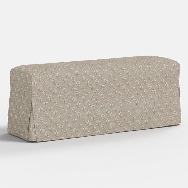 Spritely Home Slipcover for Stoffer Home x Cloth & Company for Lindy Dining Bench in Francie Floral Tan For Sale - Image 4 of 5