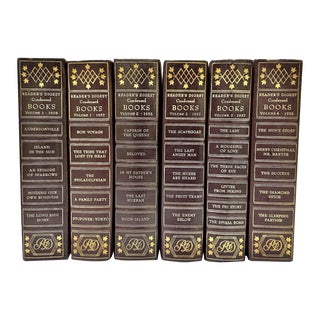 1950s Brown and Gold Decorative Books - Set of 6 For Sale