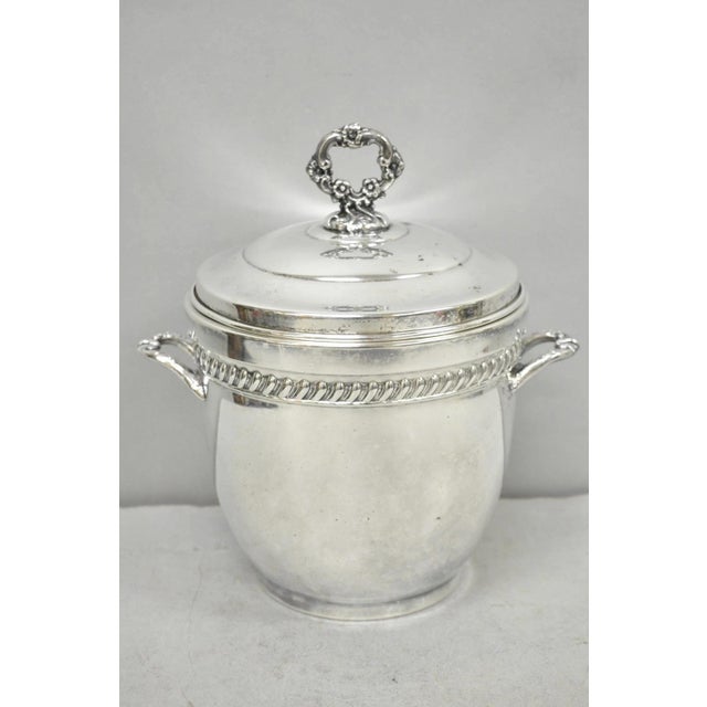 Vintage Sheffield Victorian Silver Plated Glass Lined Bar Ice Bucket W/ Lid For Sale - Image 15 of 15
