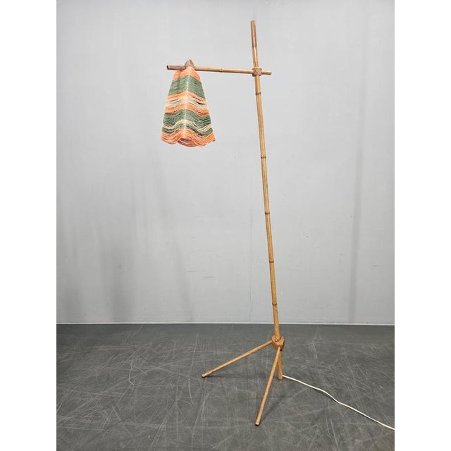 Mid-Century Bamboo and String Floor Lamp, 1960s For Sale - Image 9 of 16