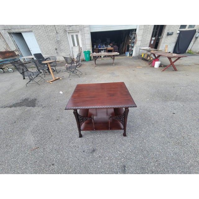Great 19th Century English Mahogany Detail Carved Center Table. For Sale - Image 14 of 16