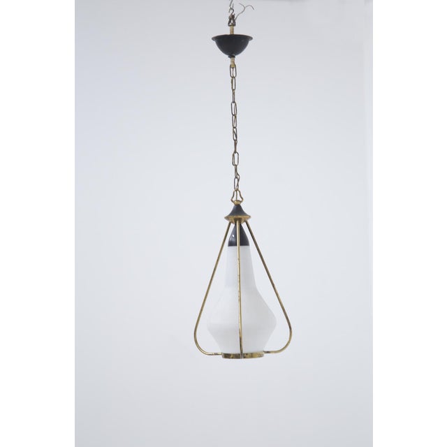 Pendant in Opaline Glass Brass from Stilnovo, 1960 For Sale - Image 6 of 7