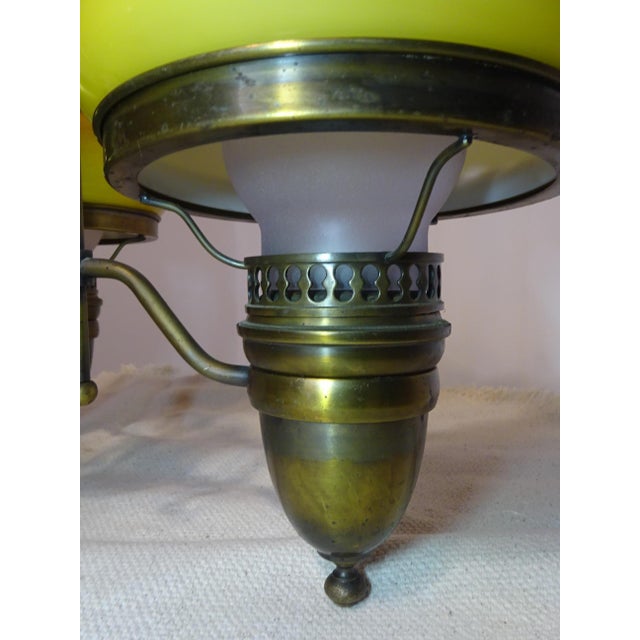 Large Vintage 3-Light Chandelier in Brass, Iron, and Glass, 1970s For Sale - Image 9 of 18