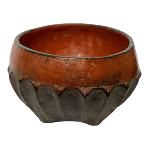 Ethnographic Organic Carved Wood Clay Composit Antique Bowl