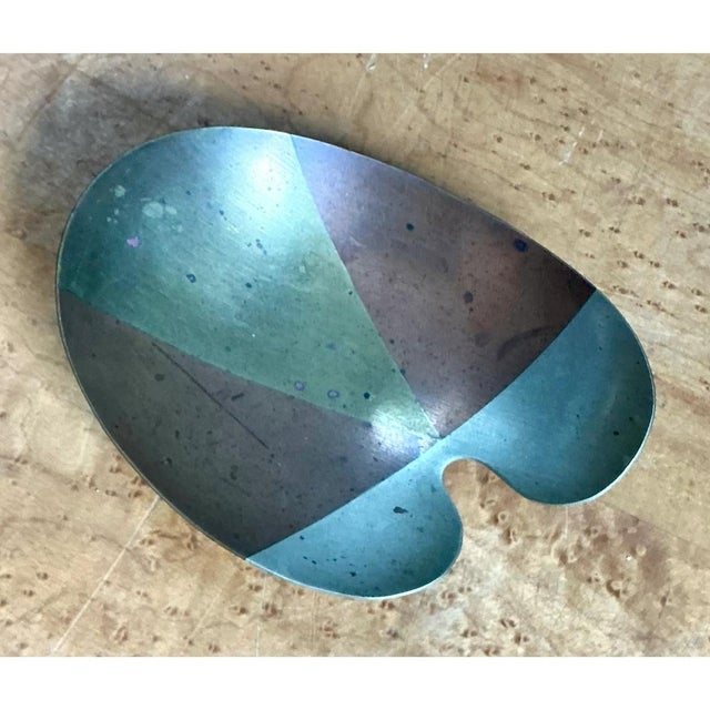 Vintage Abstract Metal Palette Bowl For Sale - Image 4 of 12
