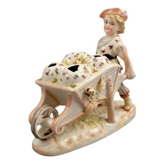 Porcelain Boy with Wheelbarrow Posy Holder by Krister Waldenburg for KPM, Germany, 1910 For Sale