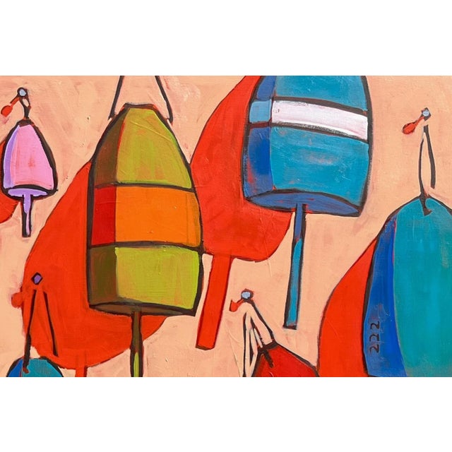 Abstract Buoys by James Mattison, 36x48, Oil on Wood Canvas, 2024 For Sale - Image 3 of 4