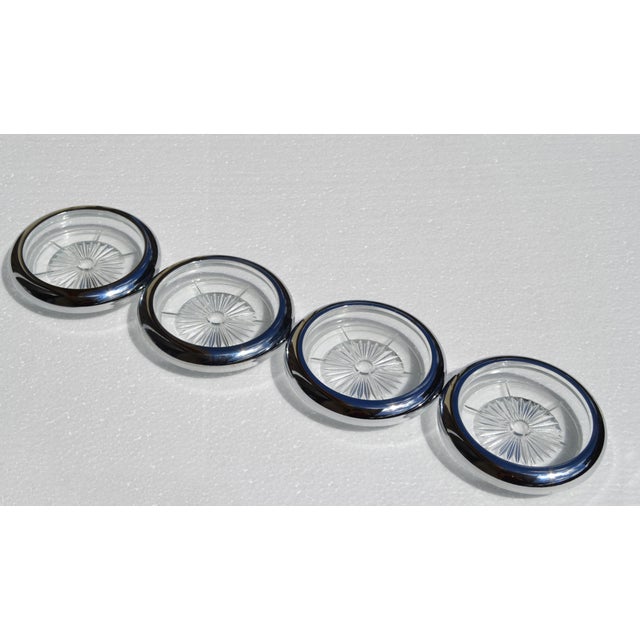 1980s 1980s Leonard Style Italy Silverplate & Crystal Wine Glass Coasters- Set of 4 For Sale - Image 5 of 12