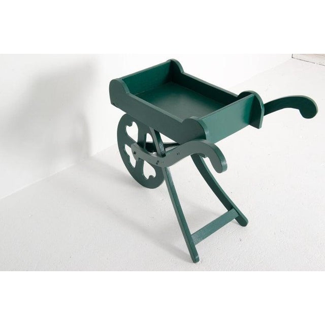 Wood 1950s Green Painted Wood Garden Cart For Sale - Image 7 of 9
