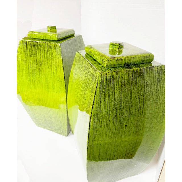 Contemporary Decorative Jars With Lids - a Pair For Sale - Image 4 of 10