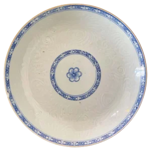 Mid 19th Century Chinese Plate Inspired by the Blue Family India Compagny