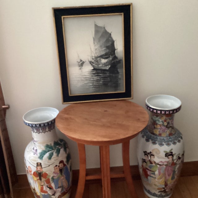 Early 20th Century Original Painting on Canvas Realistic Junk Boat Artist Signed, Framed For Sale - Image 12 of 12