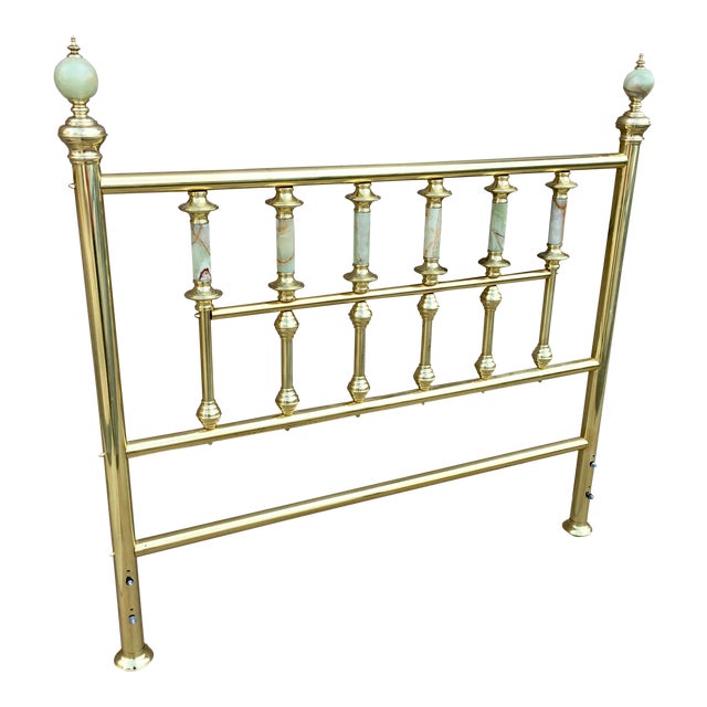 Traditional Brass Double Headboard With Onyx Spires & Spheres Chairish