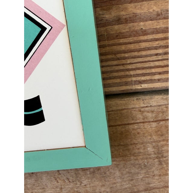 Wood 1985 Vando Flamingo Tile Wall Art With Painted Wood Frame For Sale - Image 7 of 11