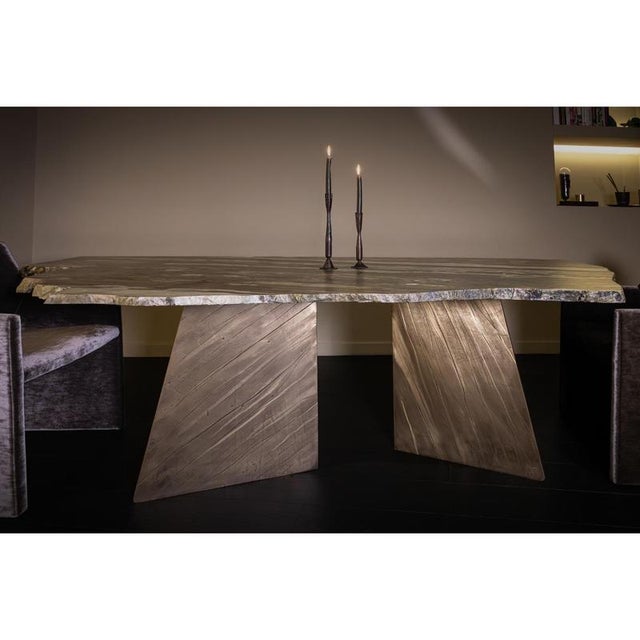Metal Vermont One of a Kind Dining Table in Marble and Brass by Alex Turco For Sale - Image 7 of 10