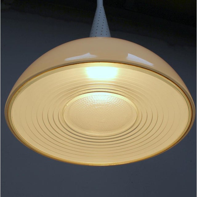 White Industrial Lamp attributed to Mathieu Matégot for Holophane, 1950s For Sale - Image 8 of 9