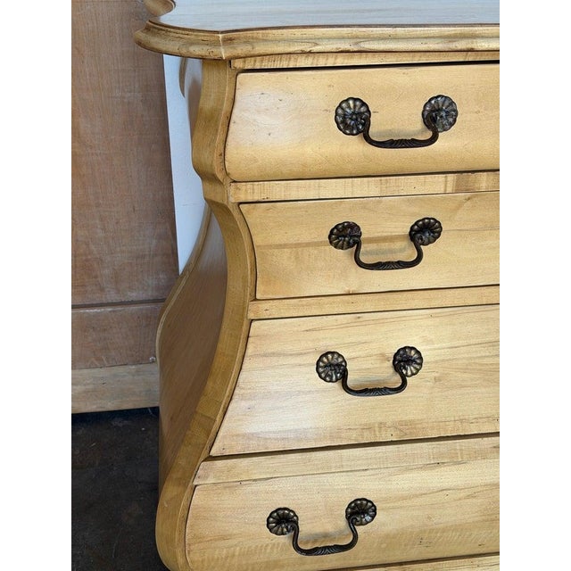 Wood A Sculptural Dutch Bombe Commode in Bleached Maple For Sale - Image 7 of 18