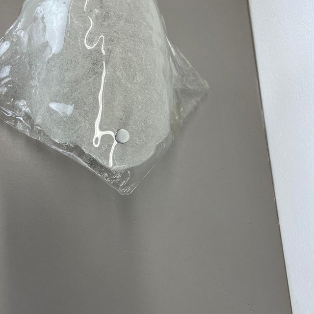 Hollywood Regency Large Vintage Hollywood Regency Ice Glass Wall Light Made from Kalmar Lights, 1970 For Sale - Image 3 of 18