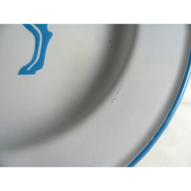 Mid-Century Modern 8" Mid Century Modern Kockums Jernverk Sweden Enamelware Turquoise Blue Horse Pony Plate Child's Dish For Sale - Image 3 of 8