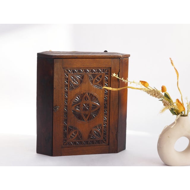 Antique Dutch Folk Art Wooden Corner Cabinet, 1920s For Sale - Image 10 of 10