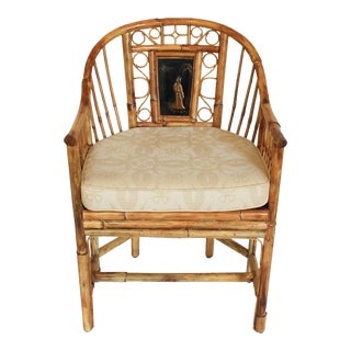 Maitland Smith Bamboo Rattan Asian Chair For Sale