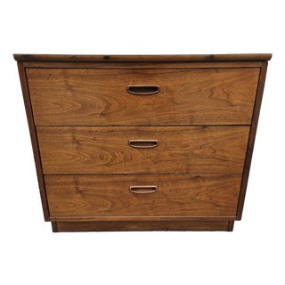 Lane Furniture Walnut Three Drawer Chest of Drawers Dresser For Sale