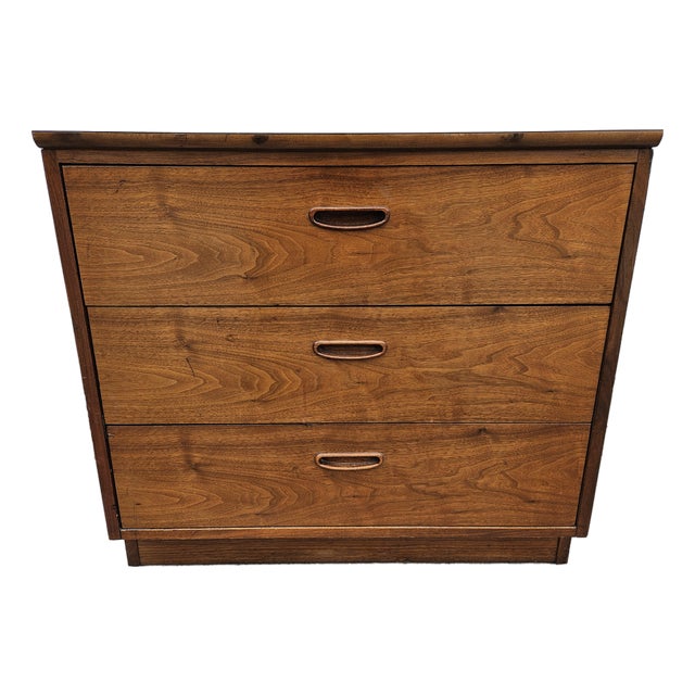 Lane Furniture Walnut Three Drawer Chest of Drawers Dresser For Sale