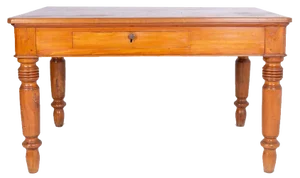 Vintage Wooden Table with Central Drawer