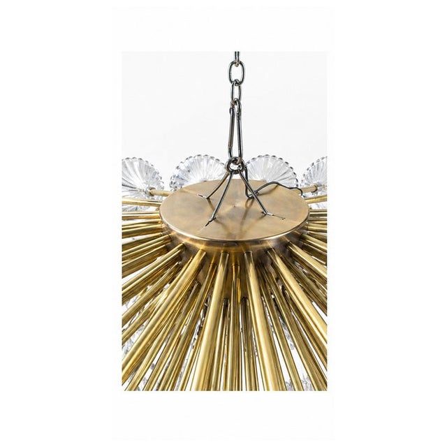 Metal Vintage Glass and Gold-Plated Brass Ceiling Light, 1980s For Sale - Image 7 of 10