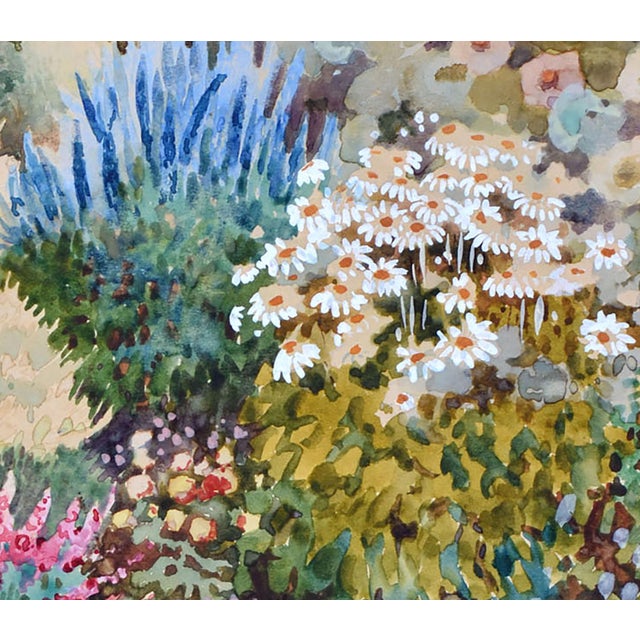 Realism Mid Century Landscape -- In the Garden by Stanley Burchett For Sale - Image 3 of 7