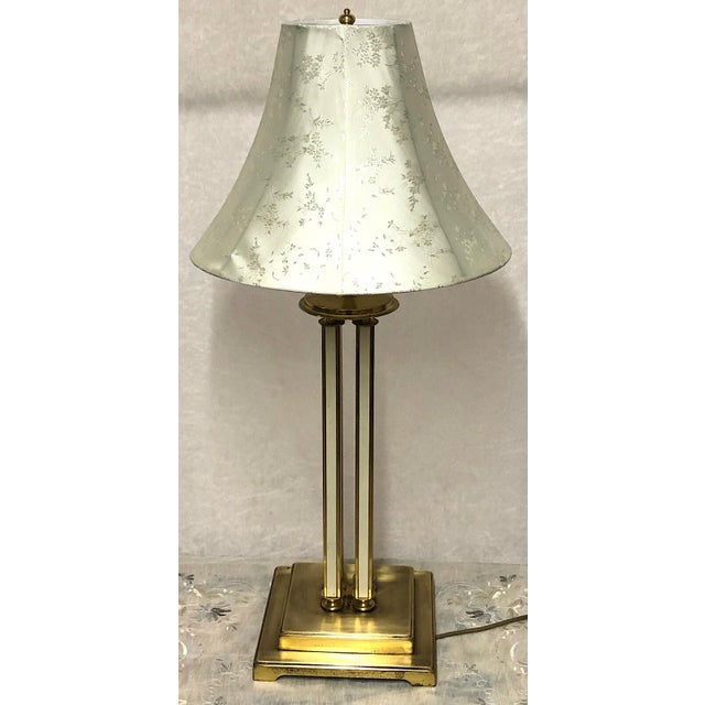 Brass Floor Lamp with Cream Fabric Shade from Unbekannt, 1970s For Sale - Image 9 of 9