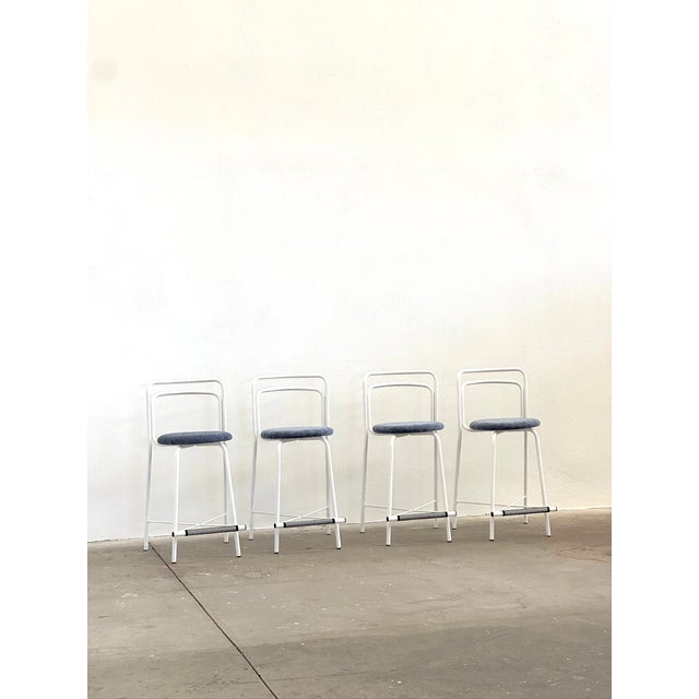 Metal Metal and Fabric Stools, Set of 4 For Sale - Image 7 of 9