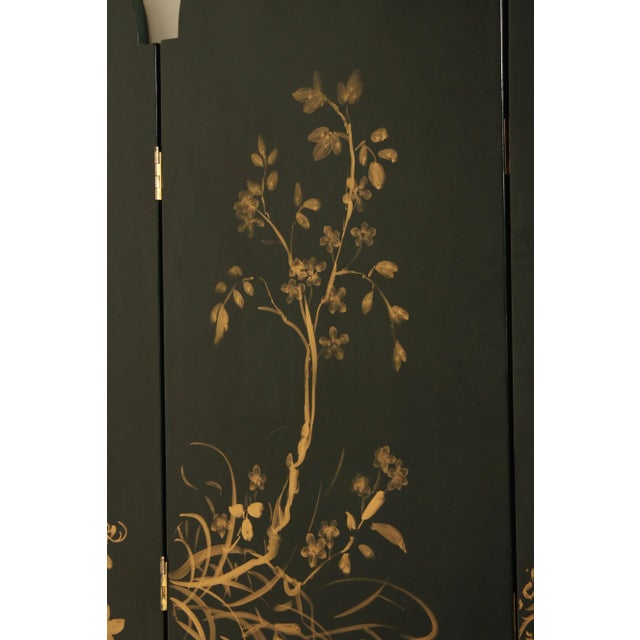 Artmax Vintage Floral Decorated Three Panel Screen For Sale - Image 12 of 12