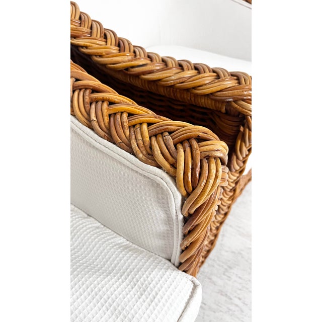 Brown Vintage Braided Wicker Dining Set- Table and 4 Chairs For Sale - Image 8 of 12