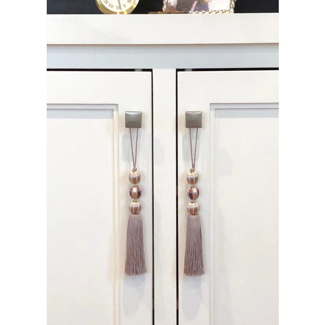 Pair of Beaded Satin Key Tassels in Lavender - Amethyst Color For Sale In New York - Image 6 of 15