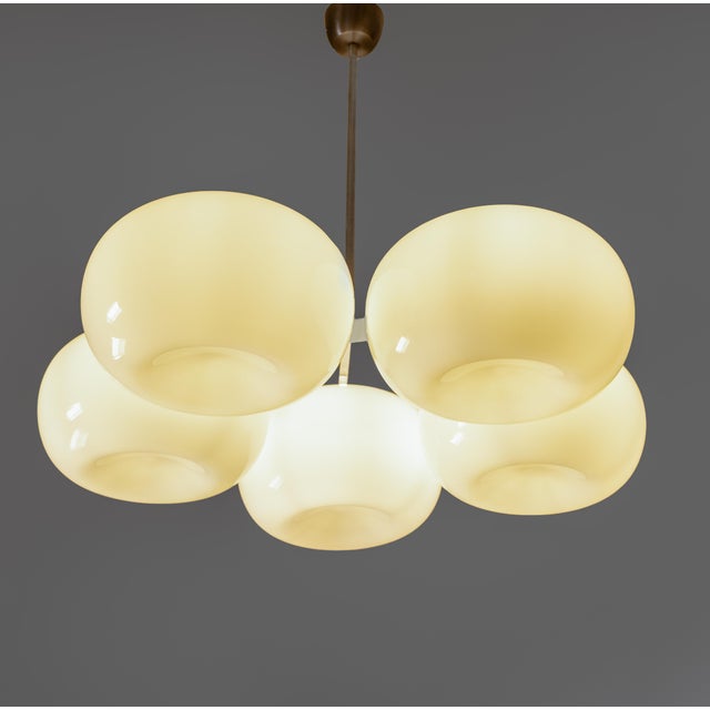 Pendant Lamp with White Opaline Glass Shades, 1970s For Sale - Image 4 of 8