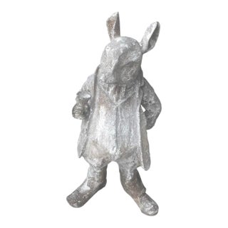 Vintage Cast Iron Anthropomorphic Gentleman Dandy Mouse Garden Statue For Sale