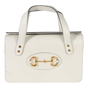 Mystic White Calfskin Small Horsebit 1955 Foldover Top Handle Bag