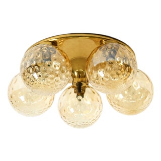 Space Age Brass Ceiling Lamp with Glass Balls, 1960s For Sale