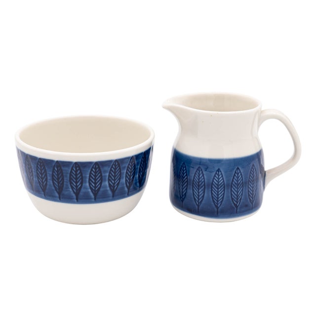 Swedish Koka Blå Sugar & Creamer by Hertha Bengtson for Rörstrand, 1950s, Set of 2 For Sale