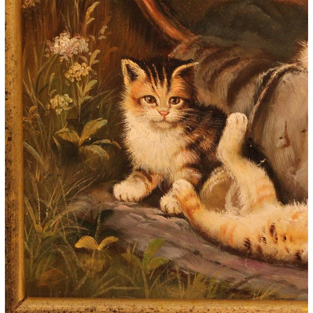 Samuel Koch, Playful Kittens, 20th Century, Oil on Wood, Framed For Sale - Image 3 of 9