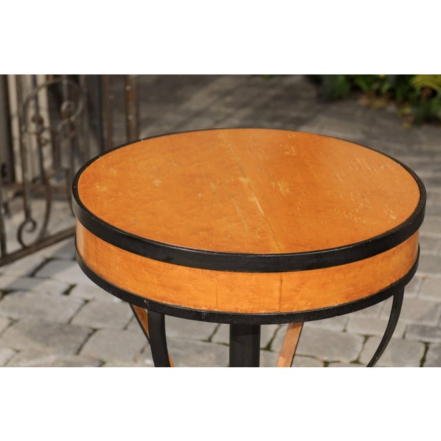 Austrian Biedermeier 1820s Guéridon Side Table with Burl Veneer and Iron Frame For Sale - Image 10 of 10