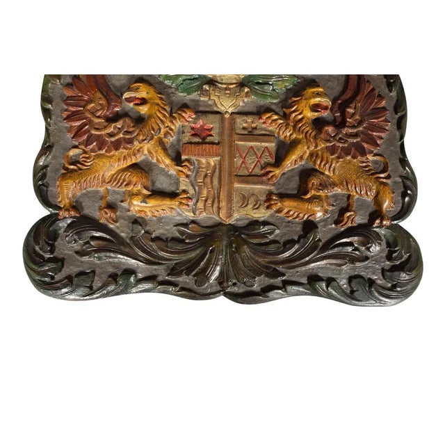 European Painted Wood Coat of Arms For Sale - Image 4 of 6