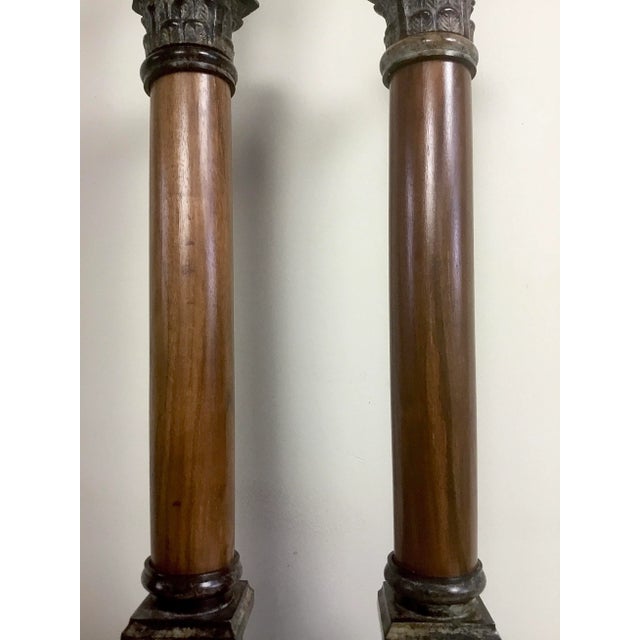 Brown Mid-Century Empire Style Column Table Lamps, 1950s, Set of 2 For Sale - Image 8 of 11