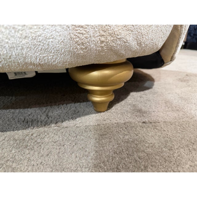 2020s Michael Amini Beige and Gold Satin Sofa Chair For Sale - Image 5 of 6