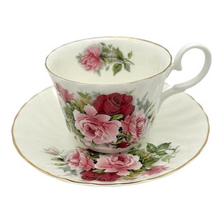 Vintage 1950s Allyn Nelson Summertime Rose Dainty Fine Bone China Tea Cup & Saucer Set, England For Sale